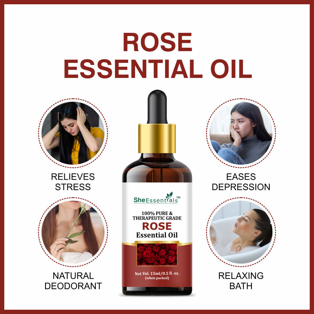 Rose Essential Oil For Glowing & Brightening Skin - 100% Natural