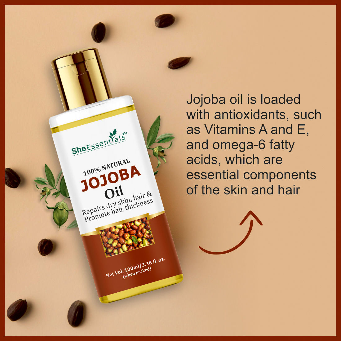 Rosemary, Jojoba & Tea Tree Essential Oil For Hair Growth, Acne & Dandruff