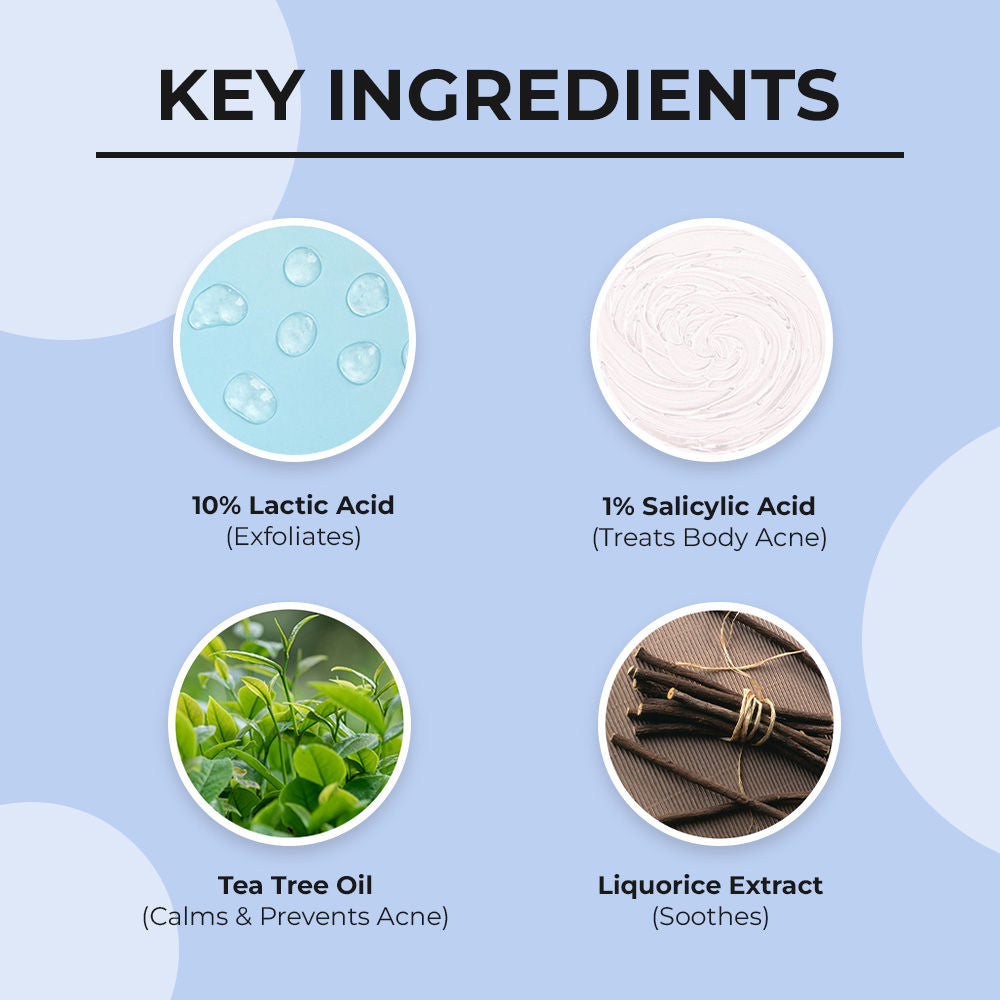 Tea Tree & Lactic Acid Body Lotion Provides Even Skin Tone, Reduce Body Acne