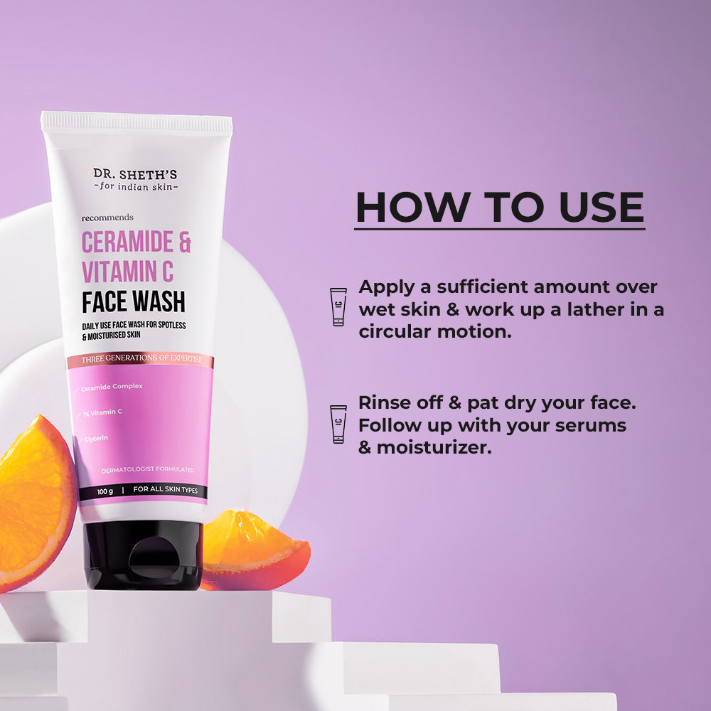 Ceramide & Vitamin C Brightening Face Wash |Cleanses, Hydrates, Reduces Dark Spots 100ml