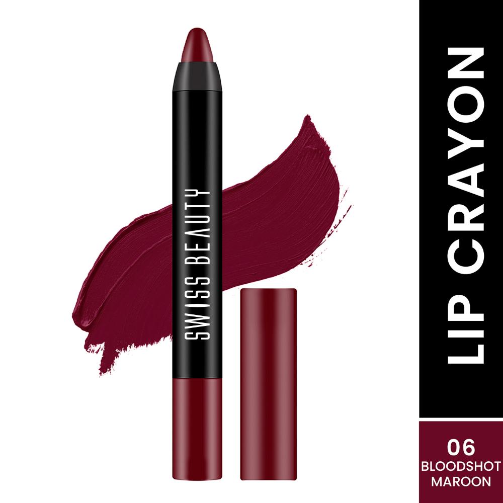 Matte Long Lasting Stay Maxx Lip Crayon Lipstick Matte Finish - Bloodshot Maroon