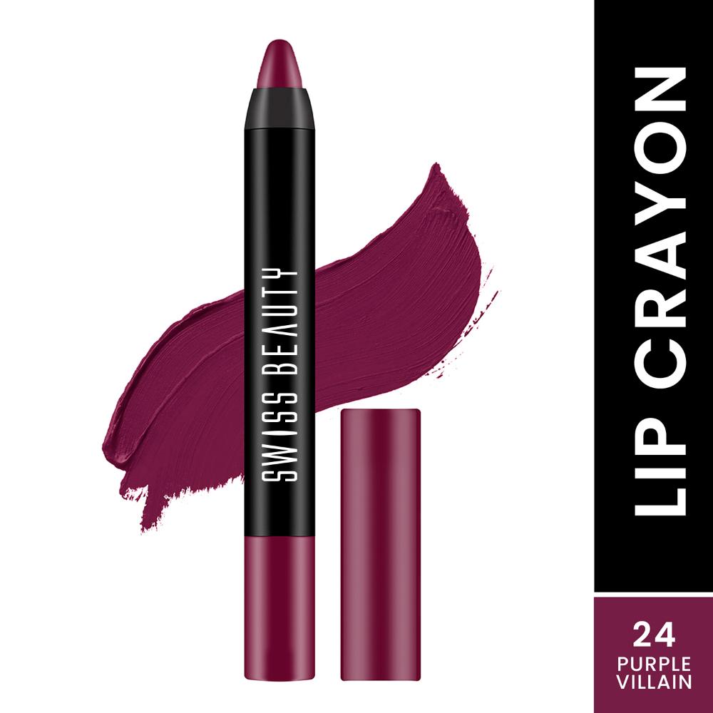 Matte Long Lasting Stay Maxx Lip Crayon Lipstick Matte Finish - Purple Villain