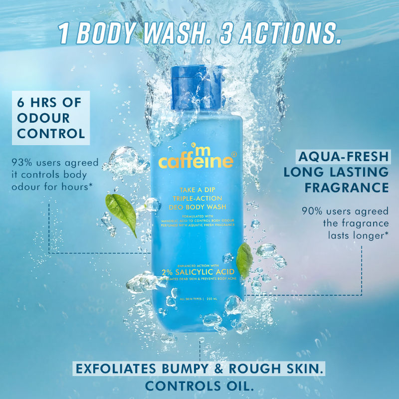 Take A Dip 3-in-1 Perfume Body Wash, Odour Control, 2% Salicylic acid, Aqua Fresh Scent