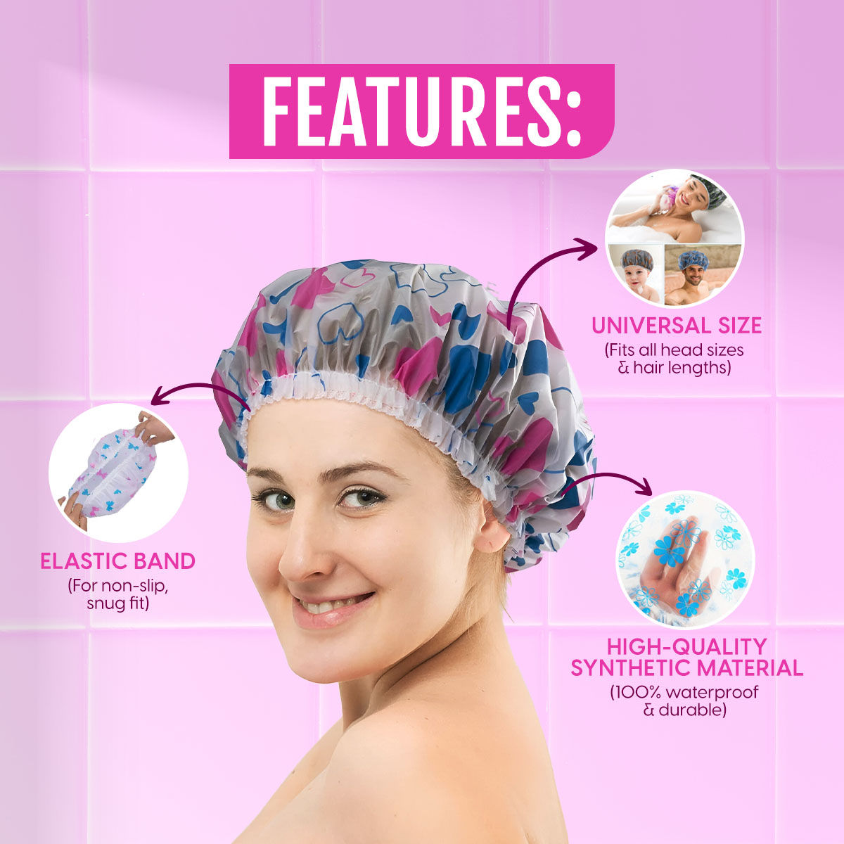 Reusable Shower Caps for Hair Colour, Hair Treatment, Home, Spa & Salon Use