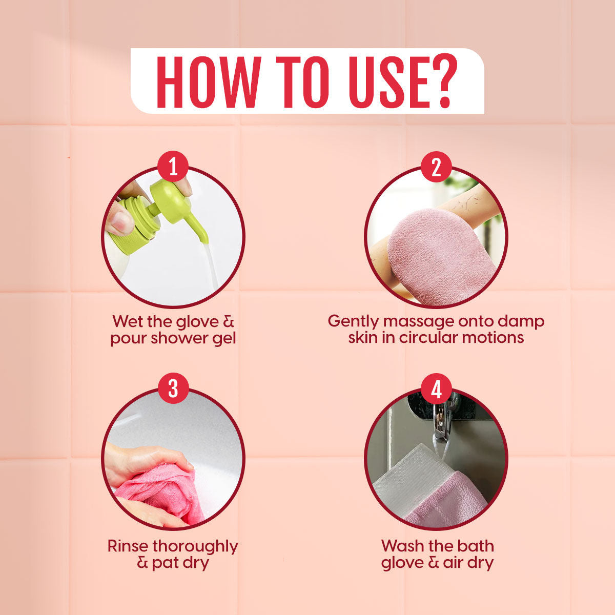 Exfoliating Bath Glove Body Scrubbing Mitten (Colour May Vary)