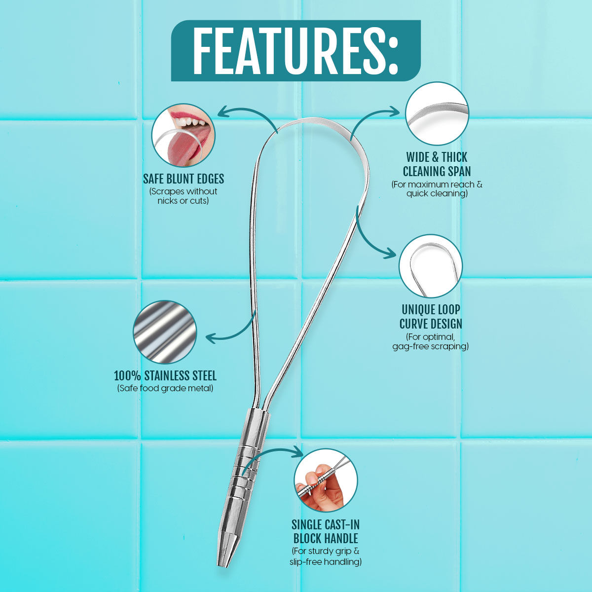 Stainless Steel Tongue Cleaner Scraper