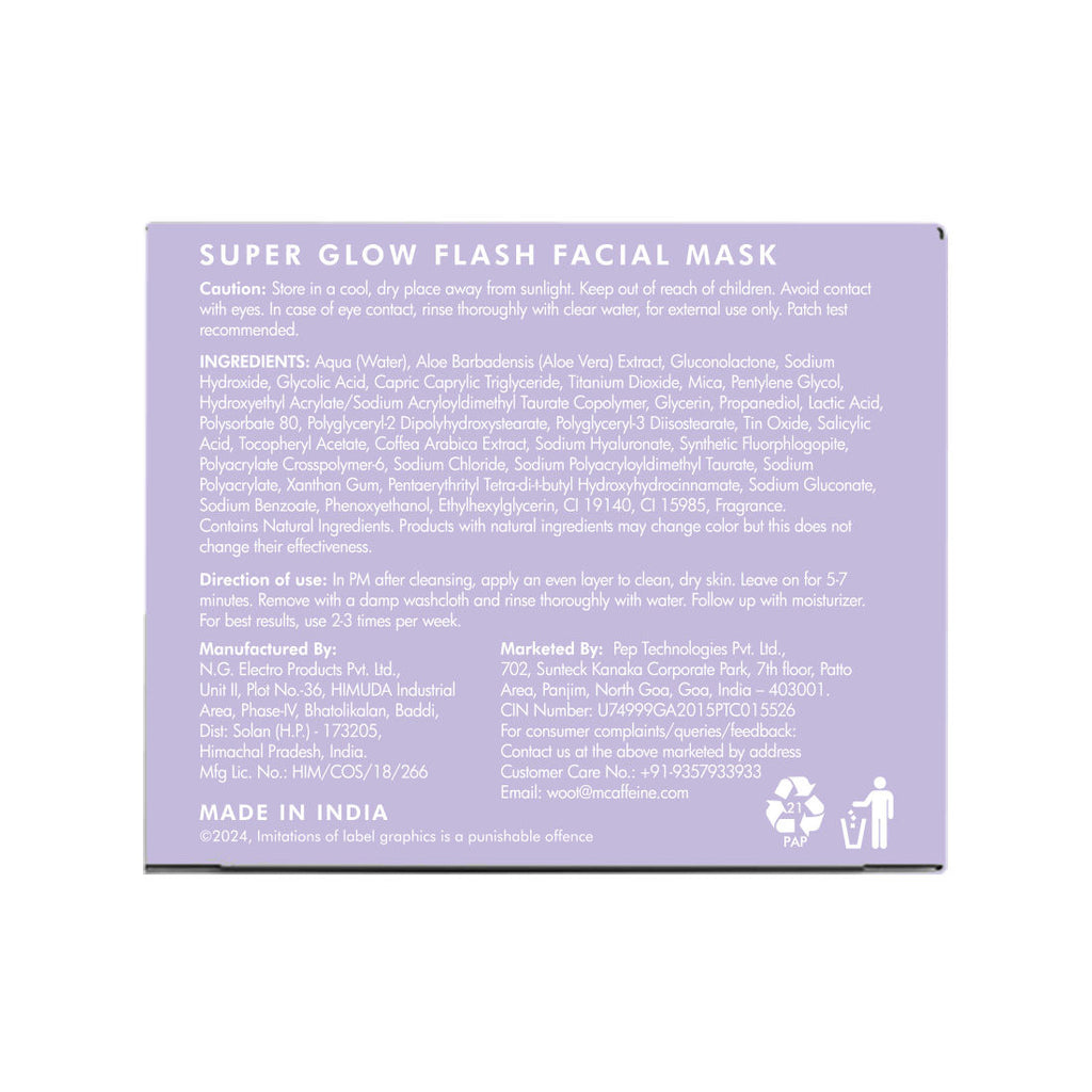 Super Glow Flash Facial 25% AHA+BHA+PHA Face Mask