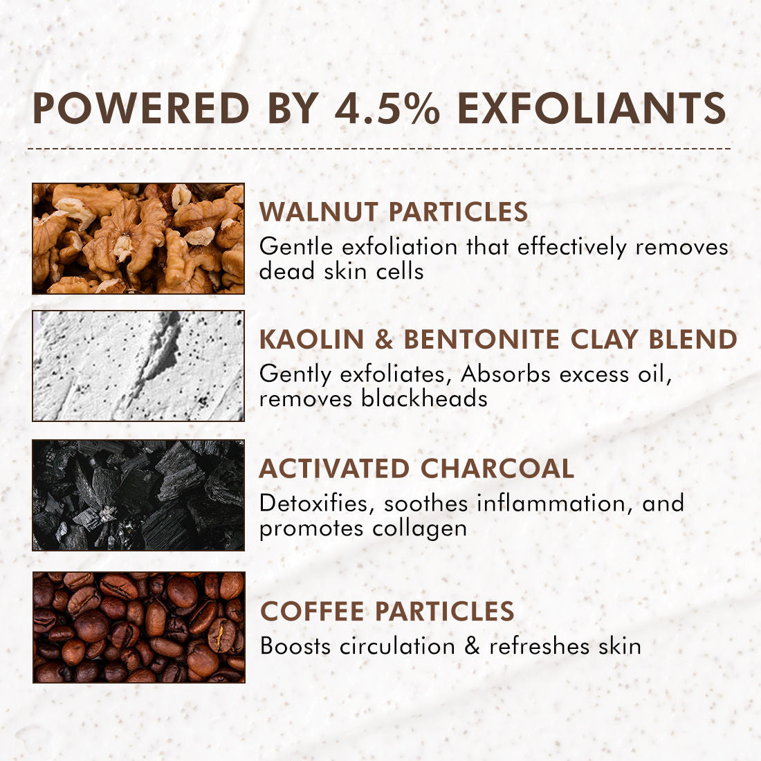 4.5% Exfoliants Pore Clearing Coffee Cookie Face Scrub Remove Blackheads, Detan & Glow