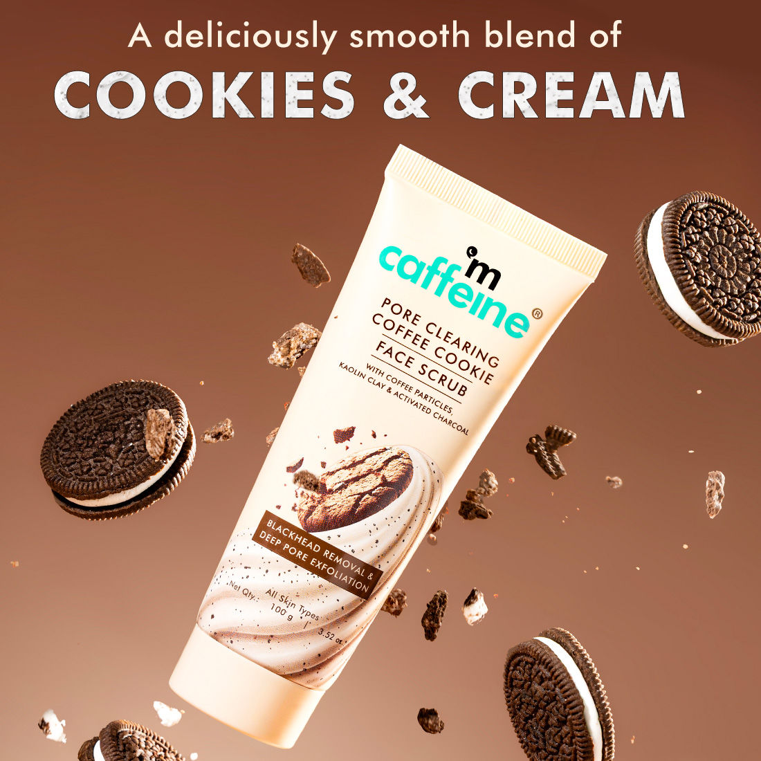4.5% Exfoliants Pore Clearing Coffee Cookie Face Scrub Remove Blackheads, Detan & Glow