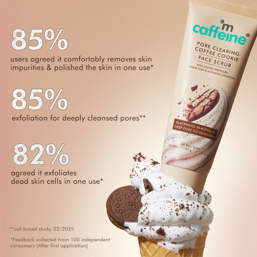 4.5% Exfoliants Pore Clearing Coffee Cookie Face Scrub Remove Blackheads, Detan & Glow