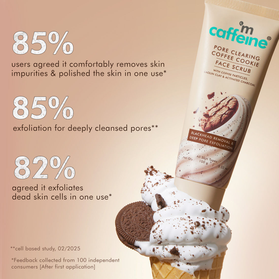 4.5% Exfoliants Pore Clearing Coffee Cookie Face Scrub Remove Blackheads, Detan & Glow
