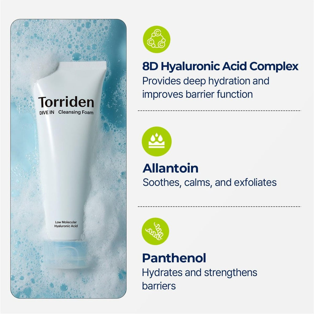 Dive In Cleansing Foam - Gentle Hydrating Korean Hyaluronic Acid Cleanser, All Skin Types