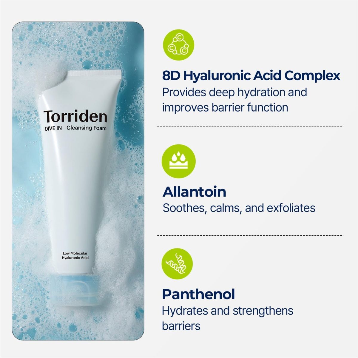Dive In Cleansing Foam - Gentle Hydrating Korean Hyaluronic Acid Cleanser, All Skin Types
