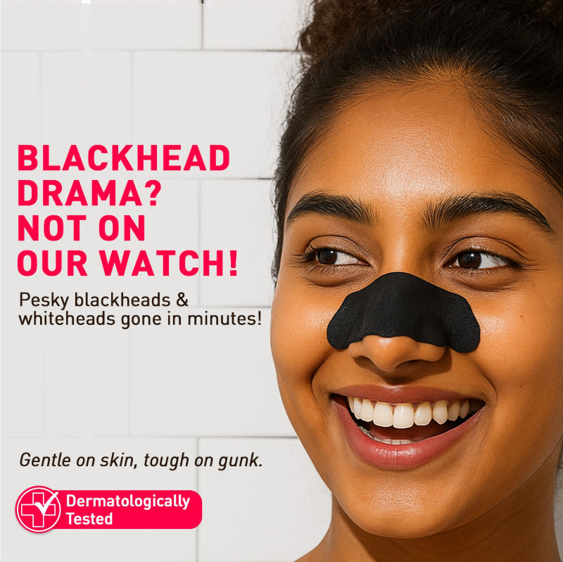 Natural Bamboo Charcoal Nose Strips For Women, Removes Blackheads,Whiteheads & Pore Cleanser