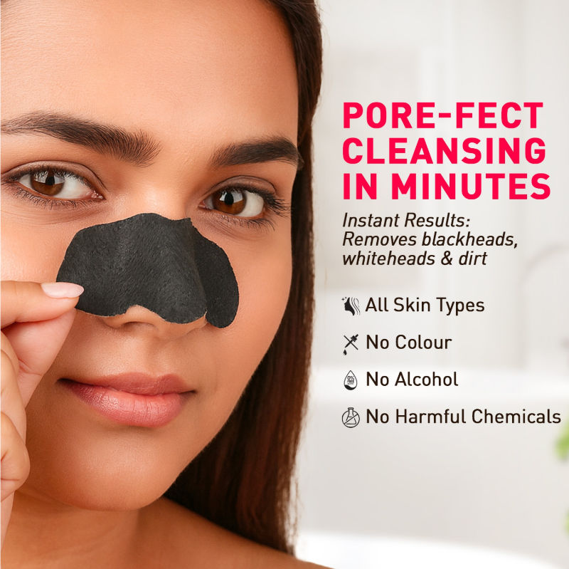 Natural Bamboo Charcoal Nose Strips For Women, Removes Blackheads,Whiteheads & Pore Cleanser