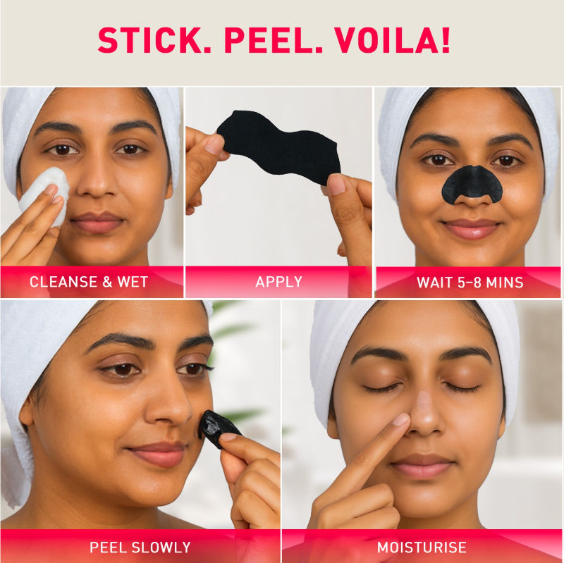 Natural Bamboo Charcoal Nose Strips For Women, Removes Blackheads,Whiteheads & Pore Cleanser