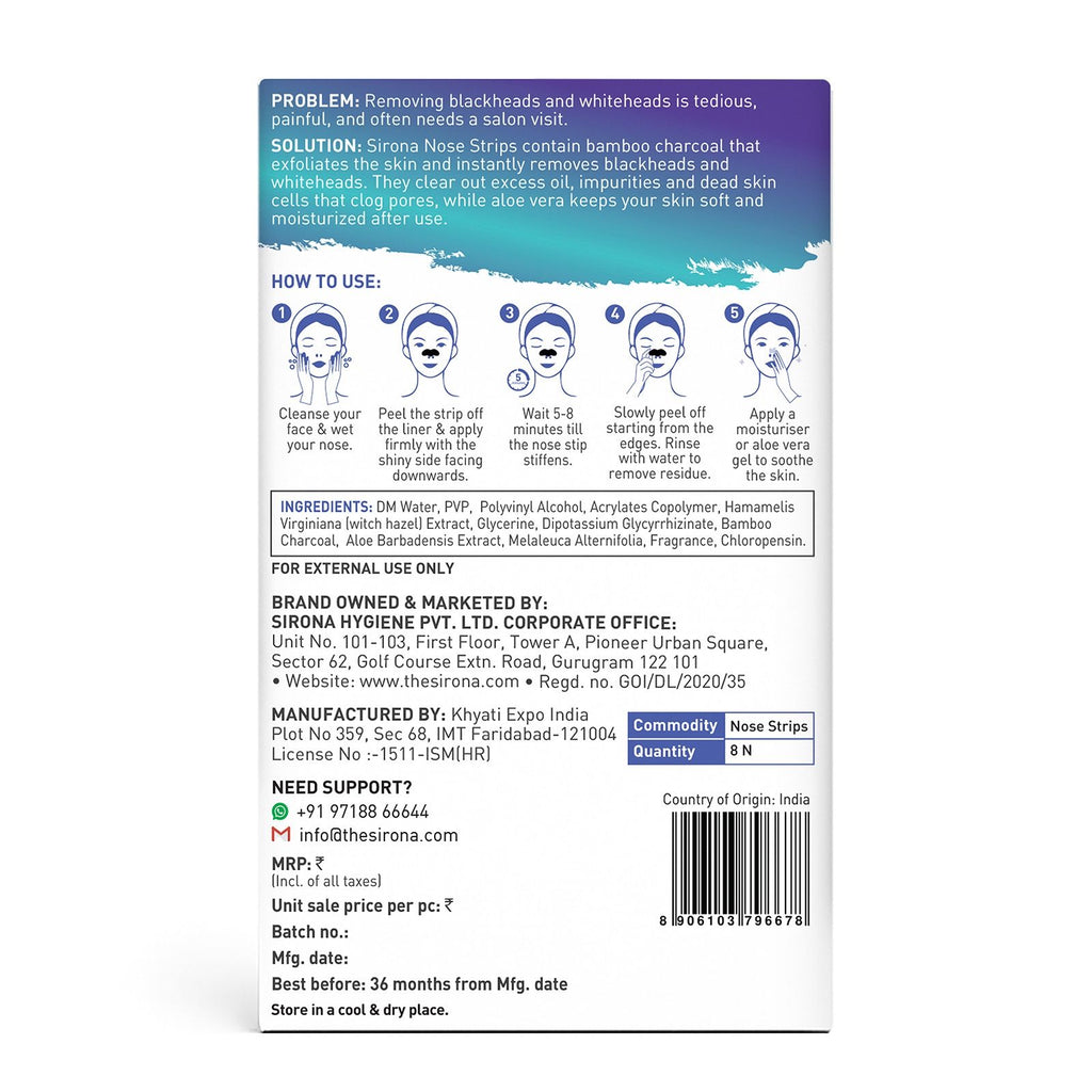Natural Bamboo Charcoal Nose Strips For Women
