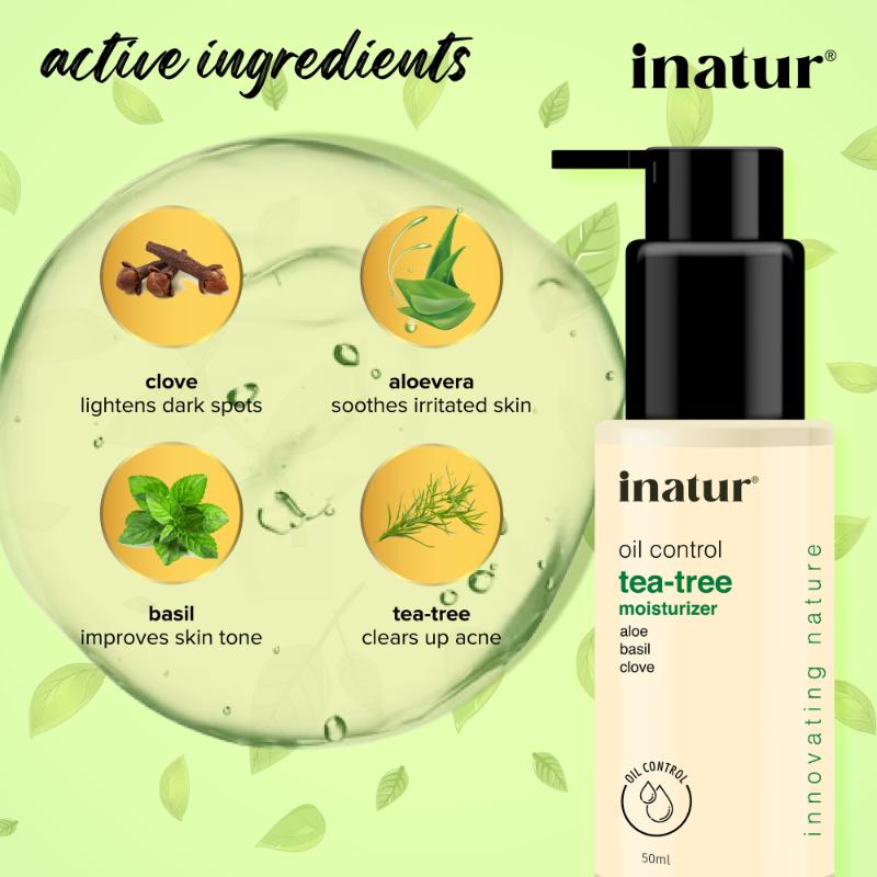 Tea Tree Gel, Non-Sticky Moisturizer, with Neem, Aloe Vera, for Oily, Acne-Prone Skin