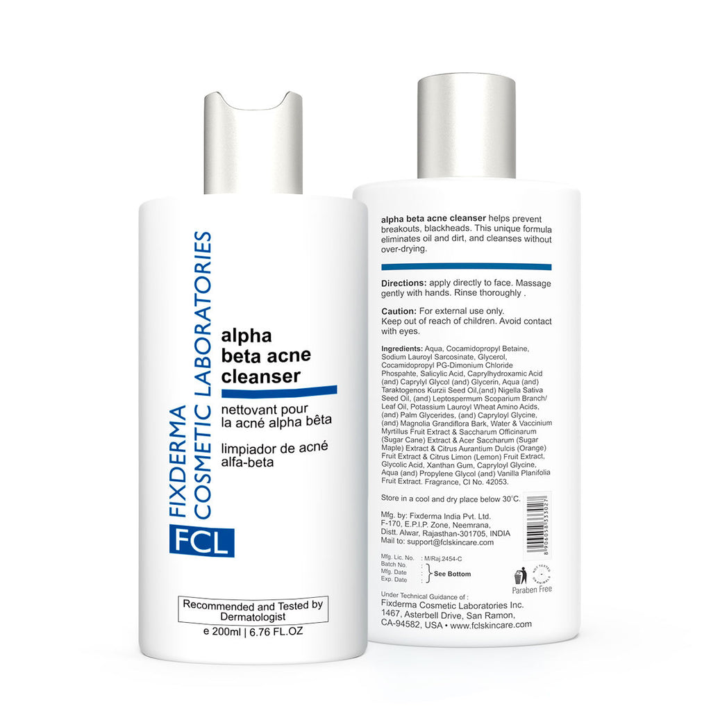 FCL Alpha Beta Acne Cleanser, Reduces Pimples, Sebum, Deep Pore Cleansing & NonComedogenic