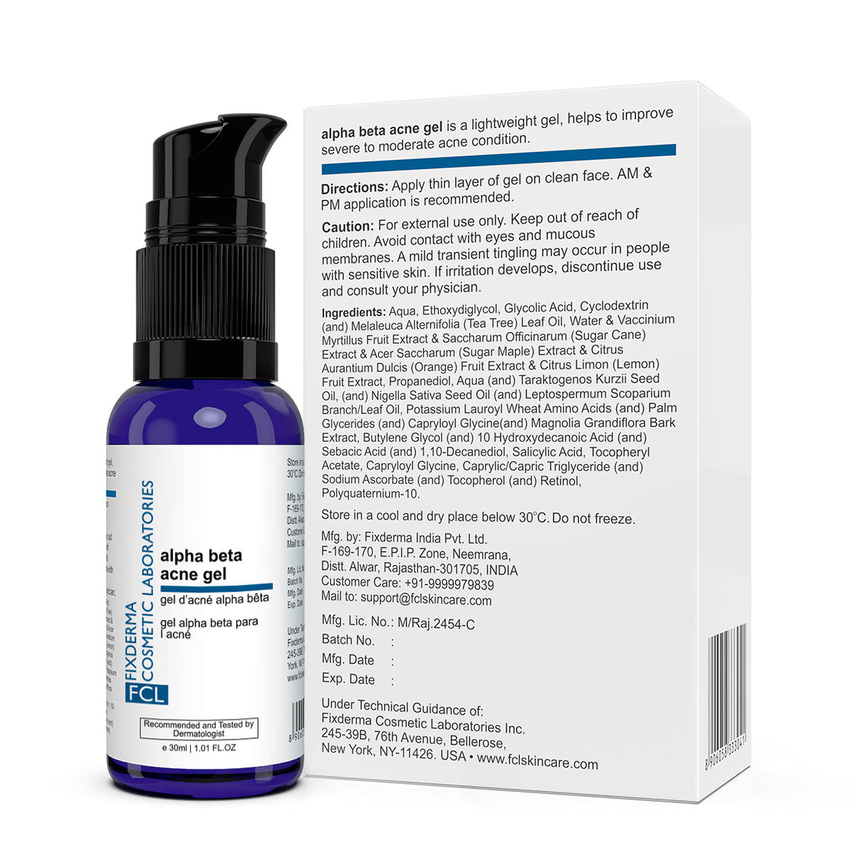 FCL Alpha Beta Acne Gel Adapalene with Glycolic Acid Treats Acne Pores For All Skin Types