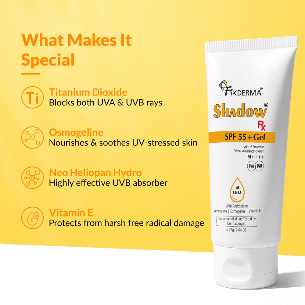 Shadow Rx Sunscreen SPF 55+ Gel For Oily Skin Acne Prone