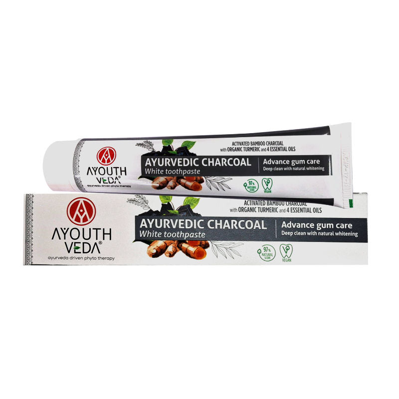 Ayurvedic Charcoal White Toothpaste with Bamboo Charcoal for Deep Cleaning