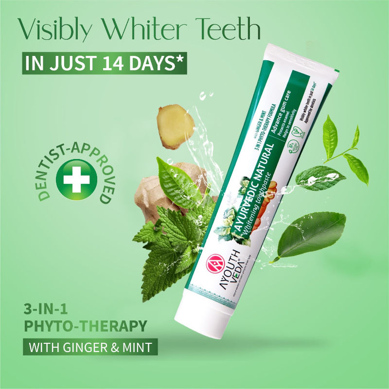 Ayurvedic Natural Whitening Toothpaste with Ginger & Mint For Visibly Whiter Teeth