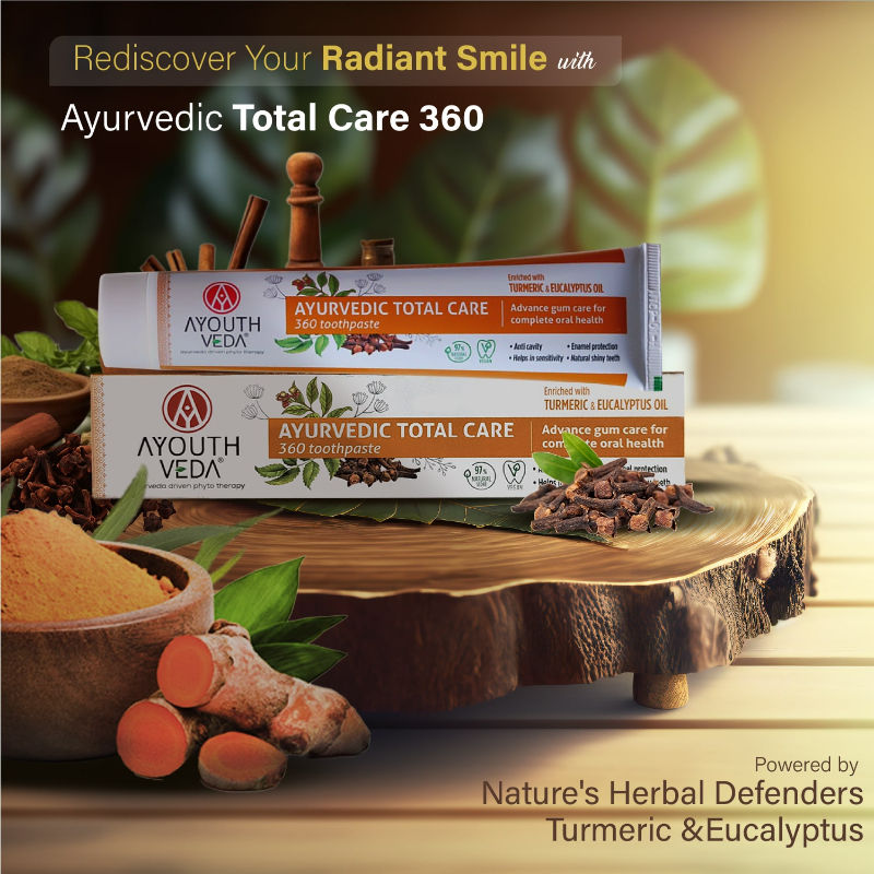 Ayurvedic Total Care 360 Toothpaste with Turmeric & Eucalyptus for Oral Health