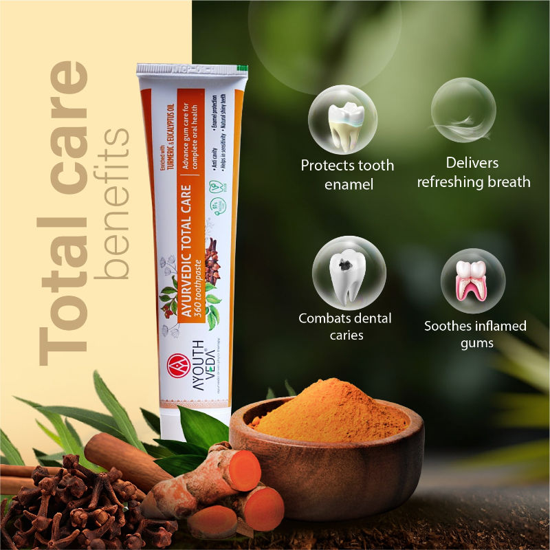Ayurvedic Total Care 360 Toothpaste with Turmeric & Eucalyptus for Oral Health