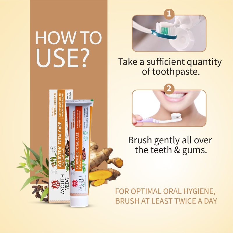 Ayurvedic Total Care 360 Toothpaste with Turmeric & Eucalyptus for Oral Health