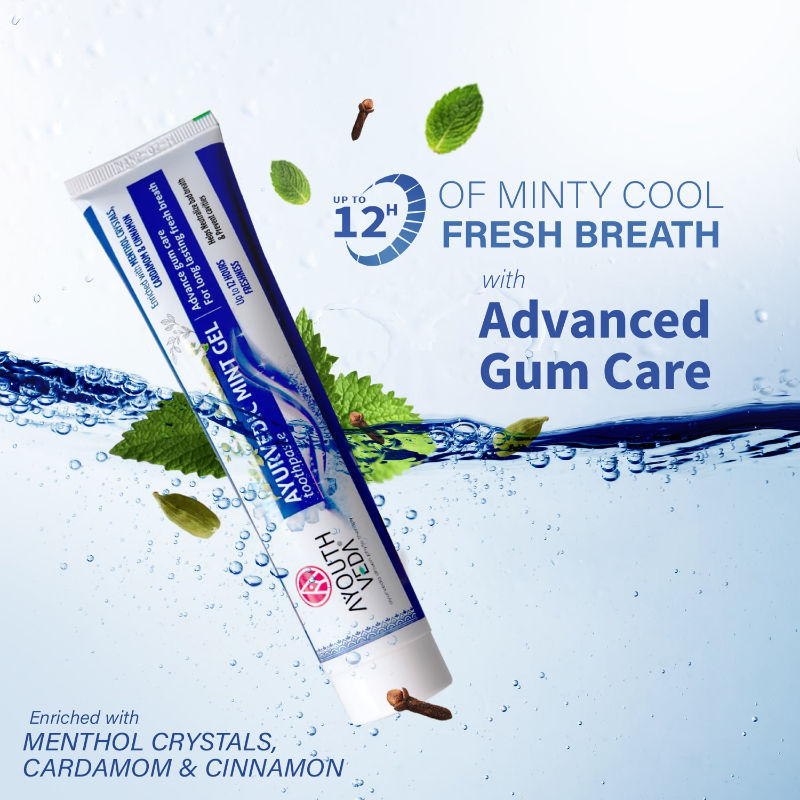 Ayurvedic Mint Gel Toothpaste with Menthol & Cardamom for Fresh Breath