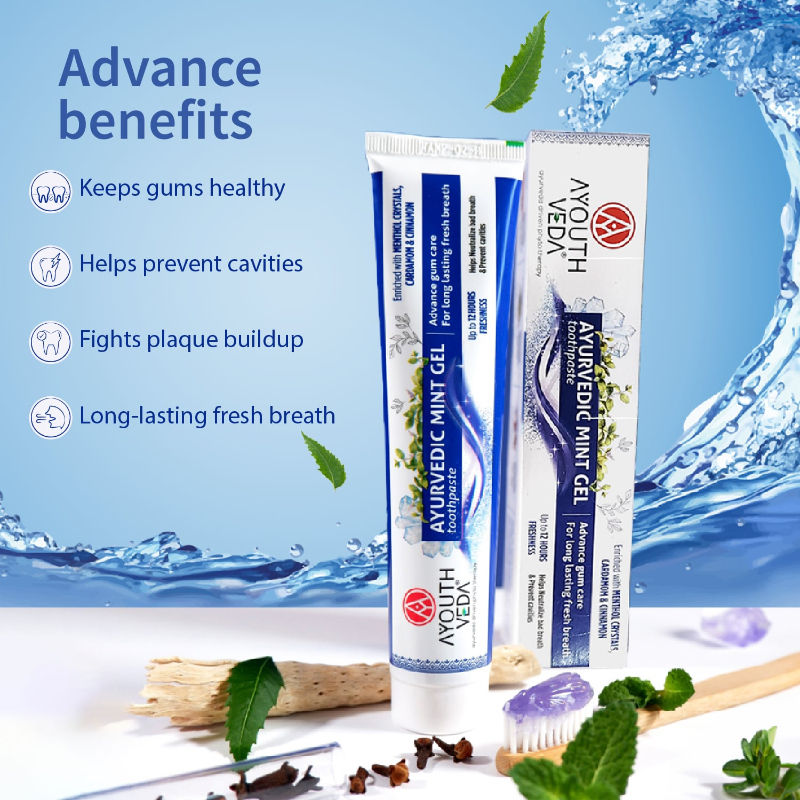Ayurvedic Mint Gel Toothpaste with Menthol & Cardamom for Fresh Breath