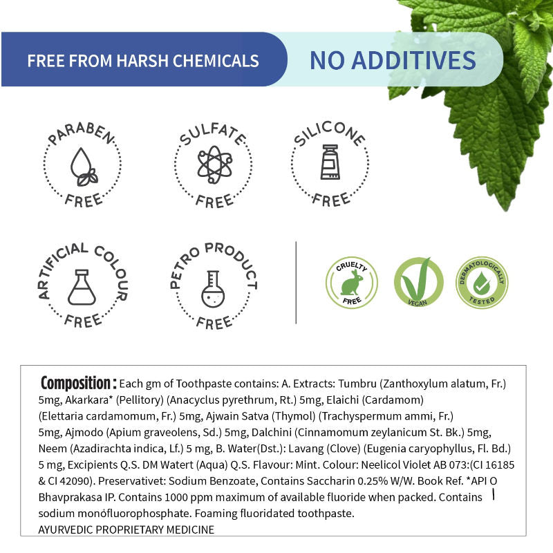 Ayurvedic Mint Gel Toothpaste with Menthol & Cardamom for Fresh Breath