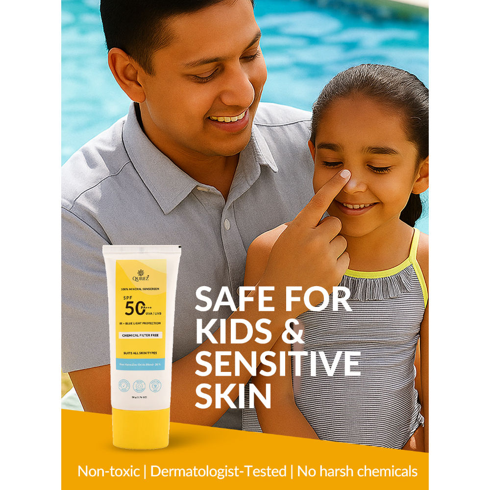 Mineral Sunscreen SPF 50 PA+++, Blue Light & IR Protection, Water Resistant
