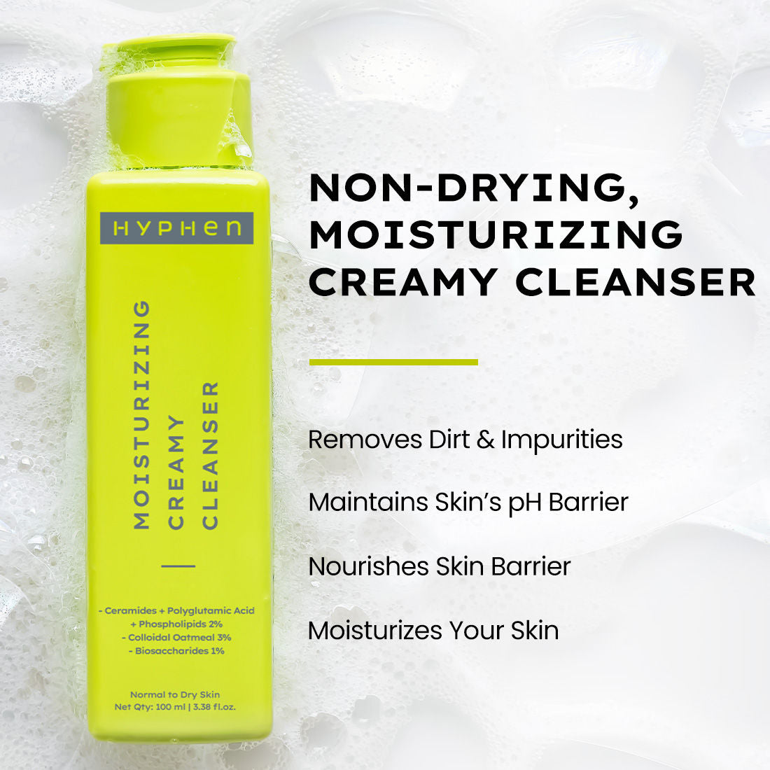 Moisturizing Cream for Dry Skin 2% Ceramides + Polyglutamic Acid Gentle Cleanser
