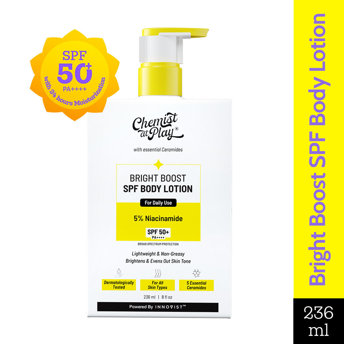 Bright Boost SPF Body Lotion, SPF 50+ PA++++, 24 hours moisturization
