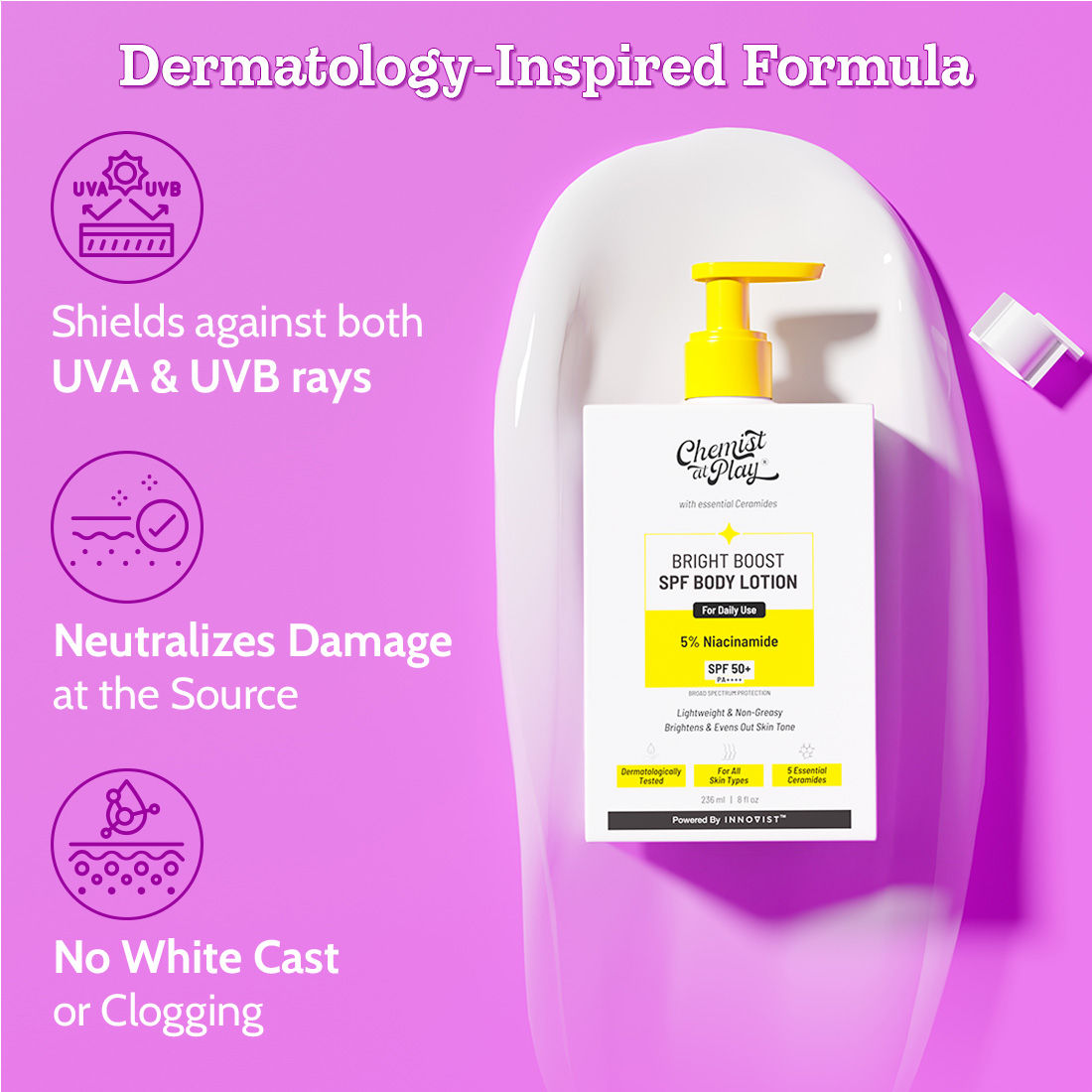 Bright Boost SPF Body Lotion, SPF 50+ PA++++, 24 hours moisturization