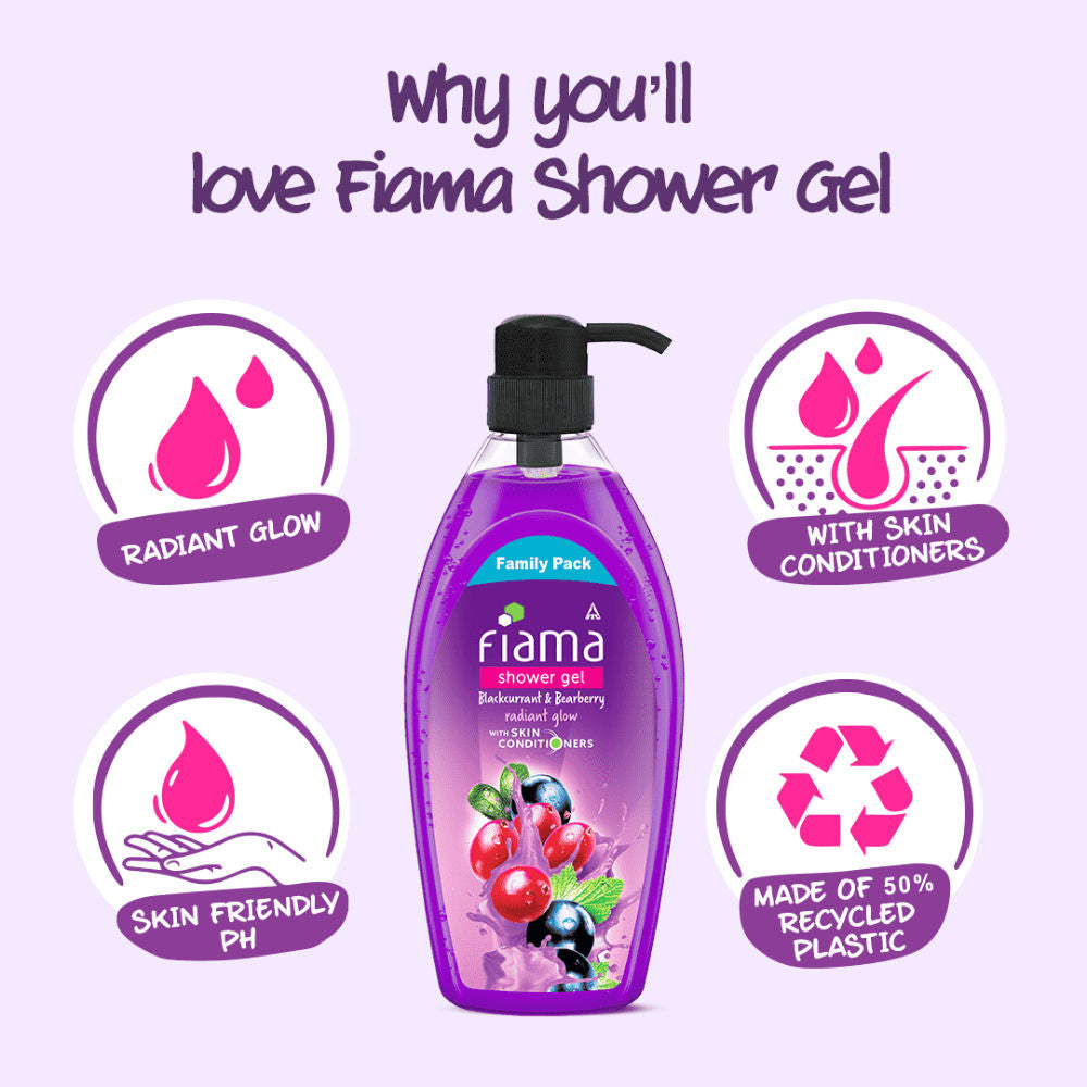 Shower Gel Blackcurrant & Bearberry Body Wash With Skin Conditioners For Radiant Glow