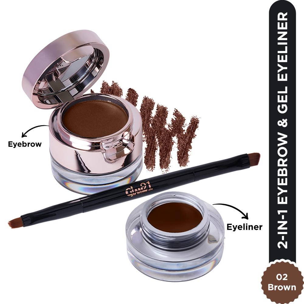 2-In-1 Eyebrow & Gel Eyeliner 24-Hour Stay Waterproof - 02 Brown