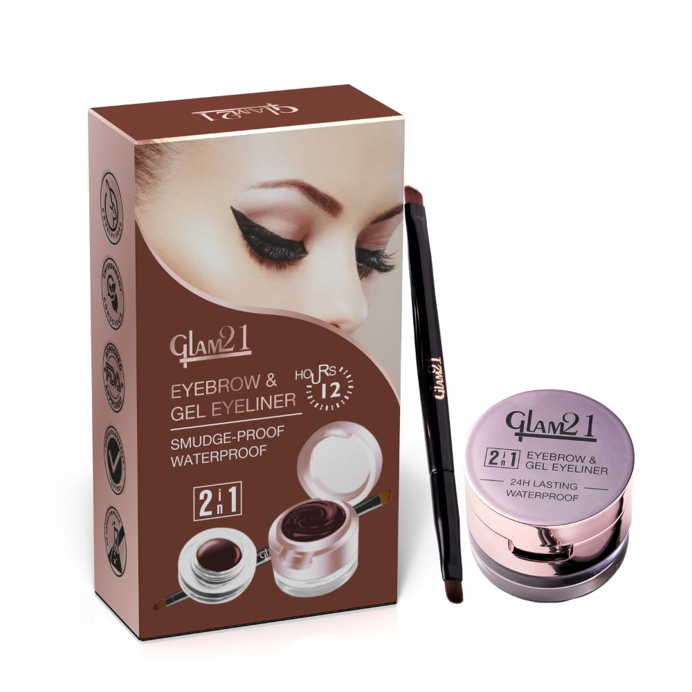 2-In-1 Eyebrow & Gel Eyeliner 24-Hour Stay Waterproof - 02 Brown
