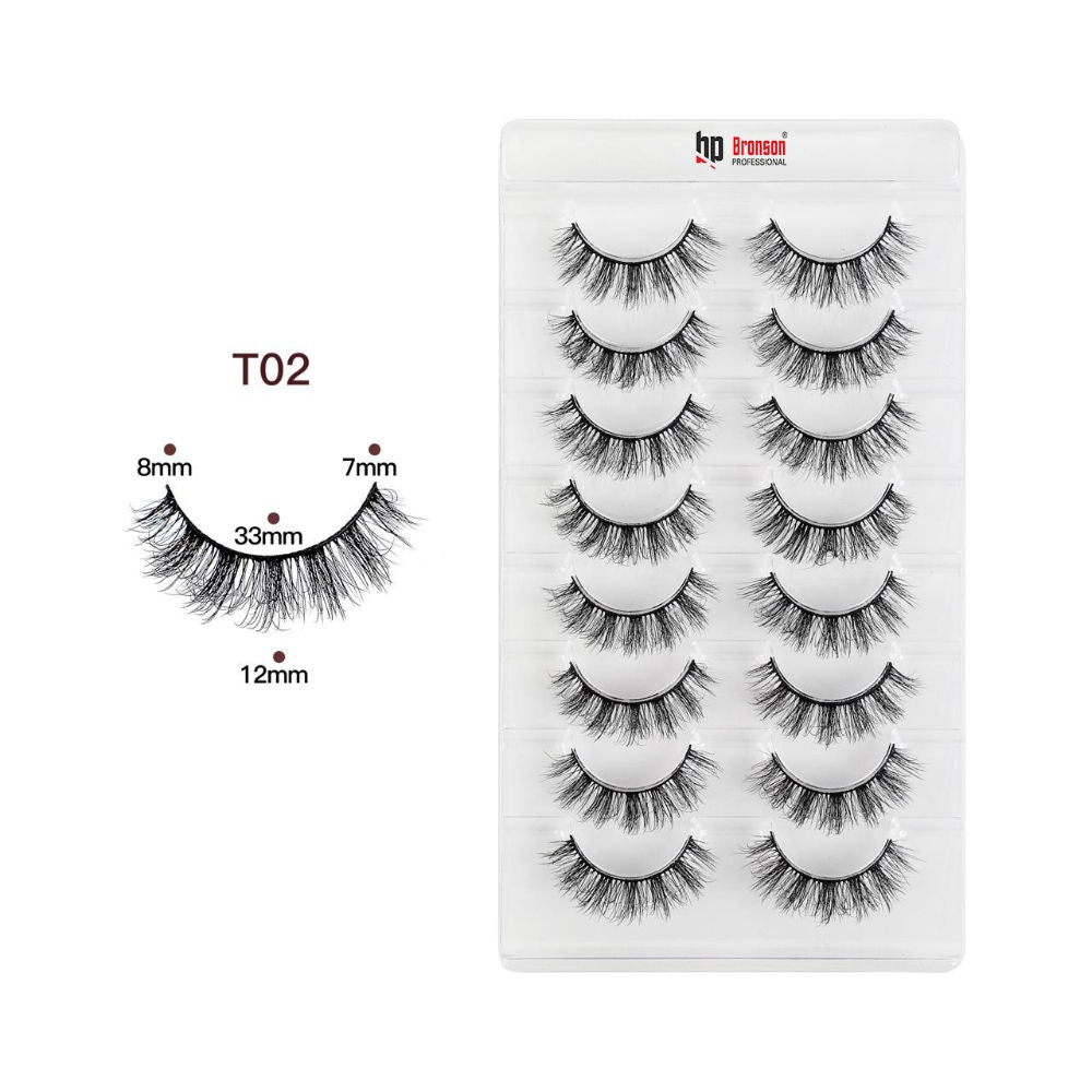 Eyelash set 3D false long and natural eye makeup 8 pairs No. T02