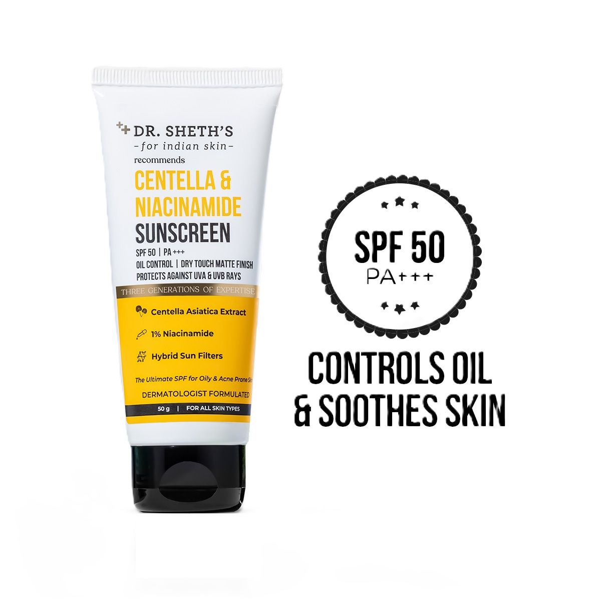 Centella & Niacinamide Sunscreen Spf 50 Pa+++ Protection For Oily & Acne-Prone Skin
