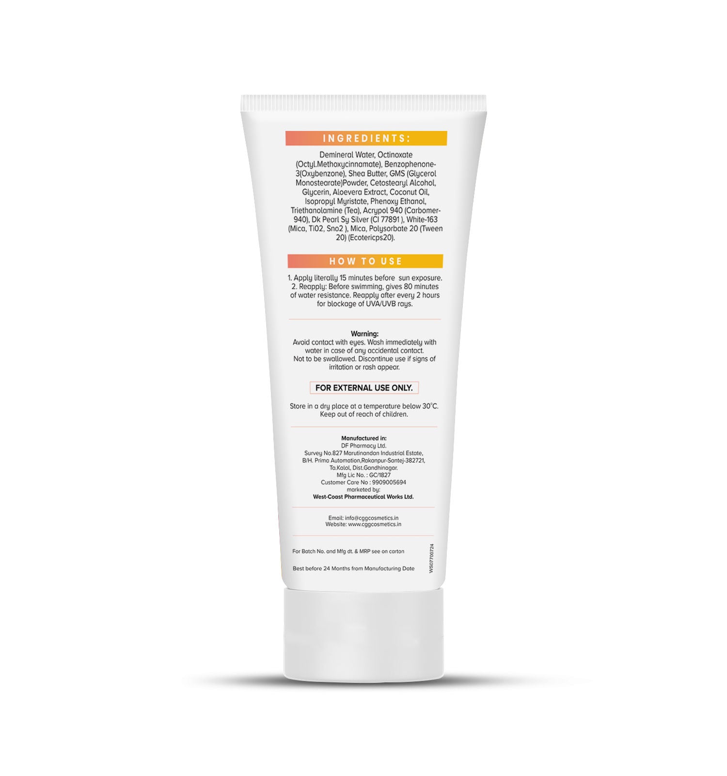 Suncreen SPF 45 + FREE CGG cosmetics Hand cream SPF 45