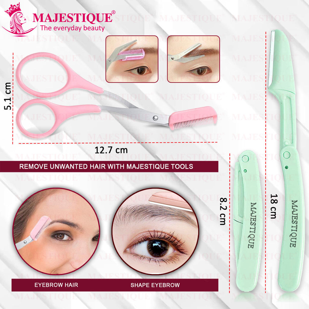 Eyebrow Trimming Scissors With Folding Facial Razors