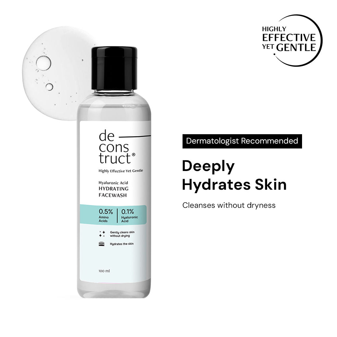 Hydrating Face Wash, 0.5% Amino Acids + 0.1% Hyaluronic Acid, Deeply Cleanses & Hydrates