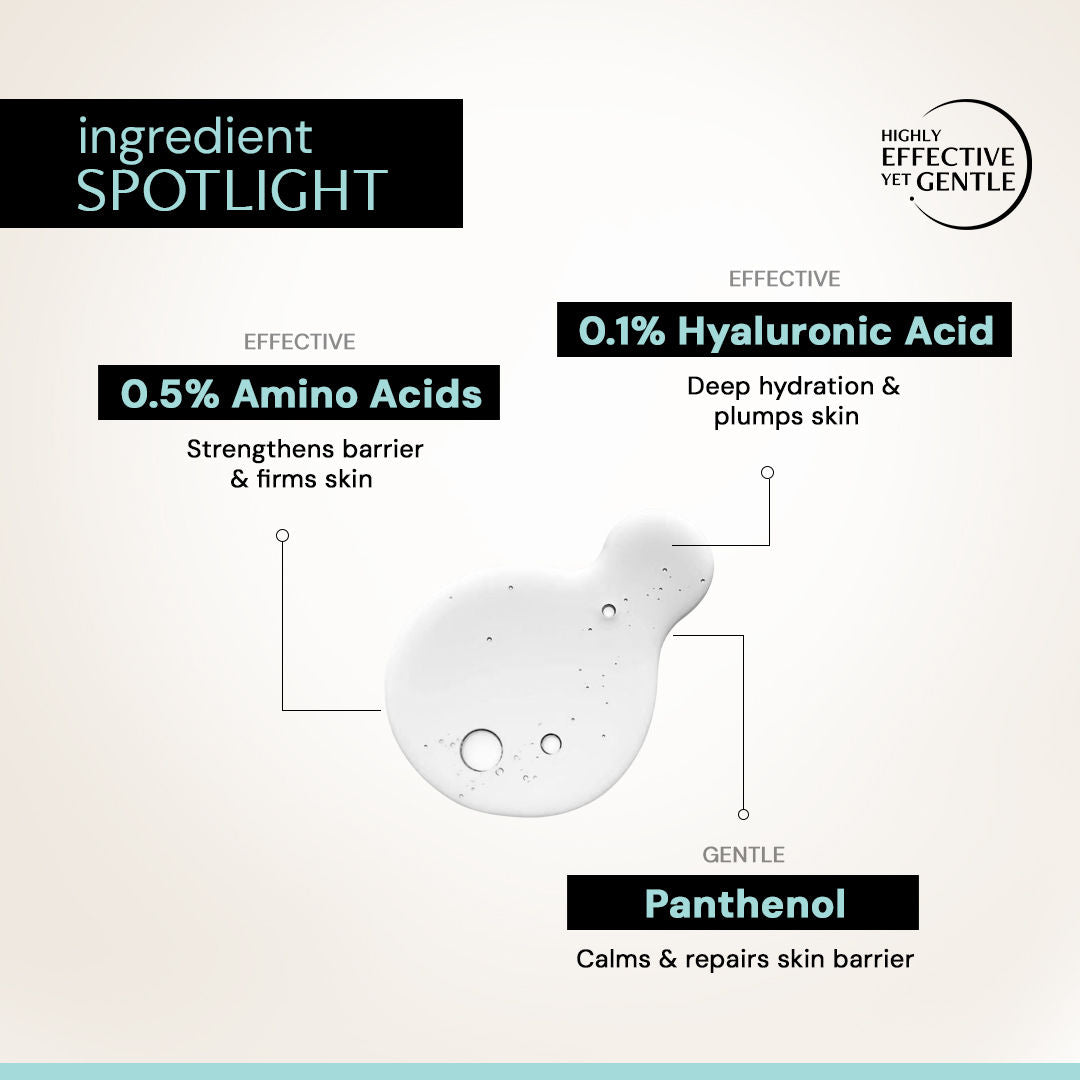 Hydrating Face Wash, 0.5% Amino Acids + 0.1% Hyaluronic Acid, Deeply Cleanses & Hydrates