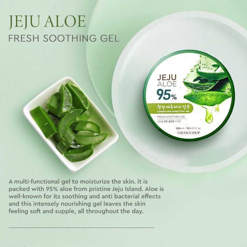 Korean Jeju Aloe Vera Soothing Gel with Vitamin E for Face, Body & Hair