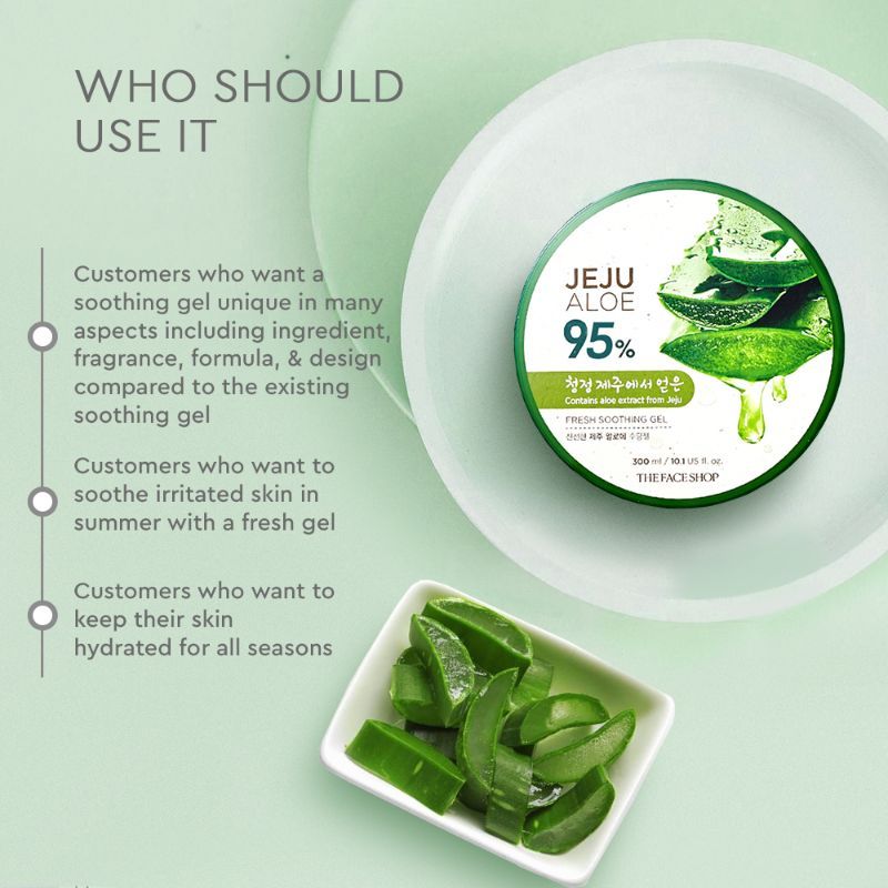 Korean Jeju Aloe Vera Soothing Gel with Vitamin E for Face, Body & Hair