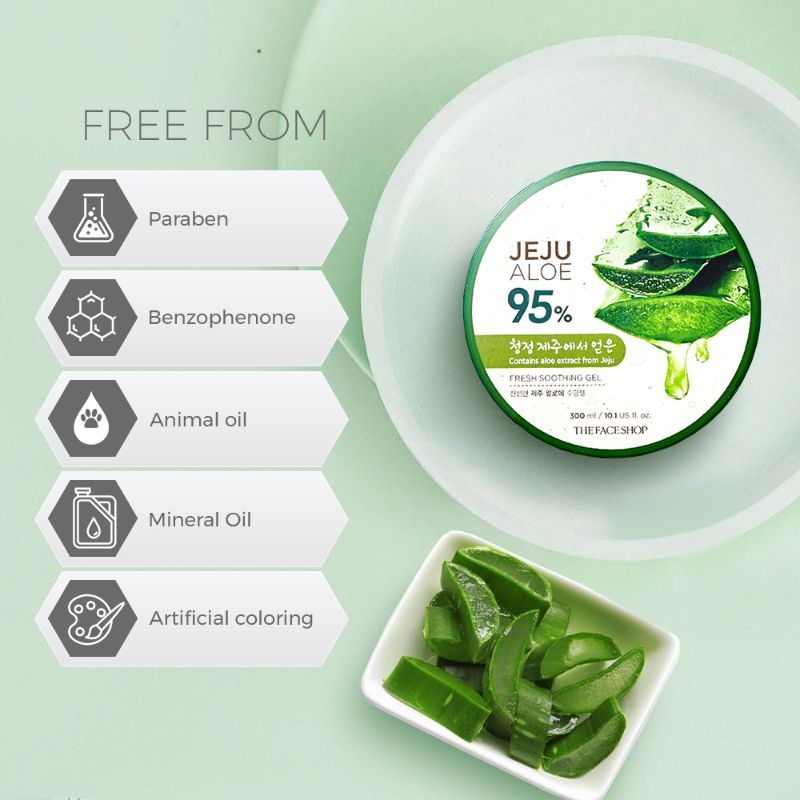 Korean Jeju Aloe Vera Soothing Gel with Vitamin E for Face, Body & Hair