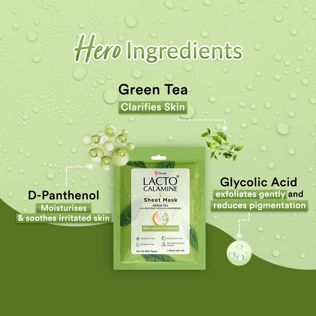 Green Tea Face Sheet Mask for Hydration, Calm & Clear Skin that Soothes Acne